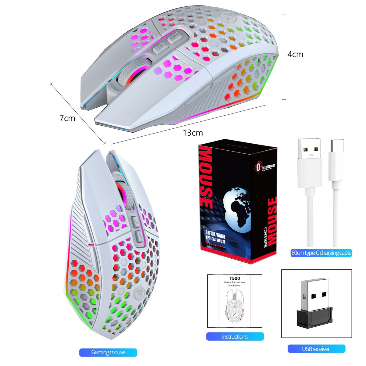 Rechargeable Lightweight Hollow Hole Mouse (Wireless)