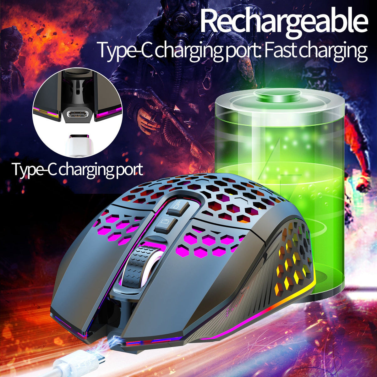 Rechargeable Lightweight Hollow Hole Mouse (Wireless)