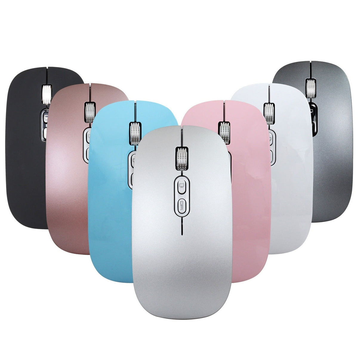 Rechargeable wireless mouse with 2.4G mute and one click return to desktop office mouse with built-in lithium battery
