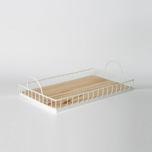 Rectangular Metal & Wood Decorative Tray