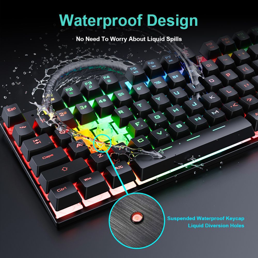 Wired gaming keyboard floating keycap rainbow backlit keyboard and mouse set