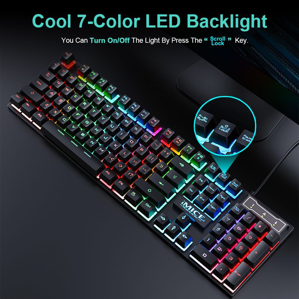 Wired gaming keyboard floating keycap rainbow backlit keyboard and mouse set