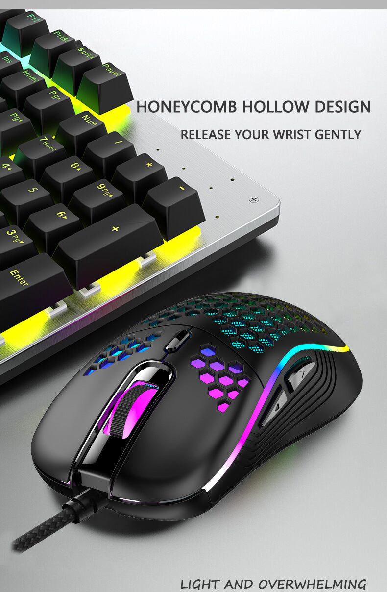 2.4G Wireless Cave Mouse Lightweight Gaming Mouse with Luminous 7 Color Breathing Light Computer Accessories