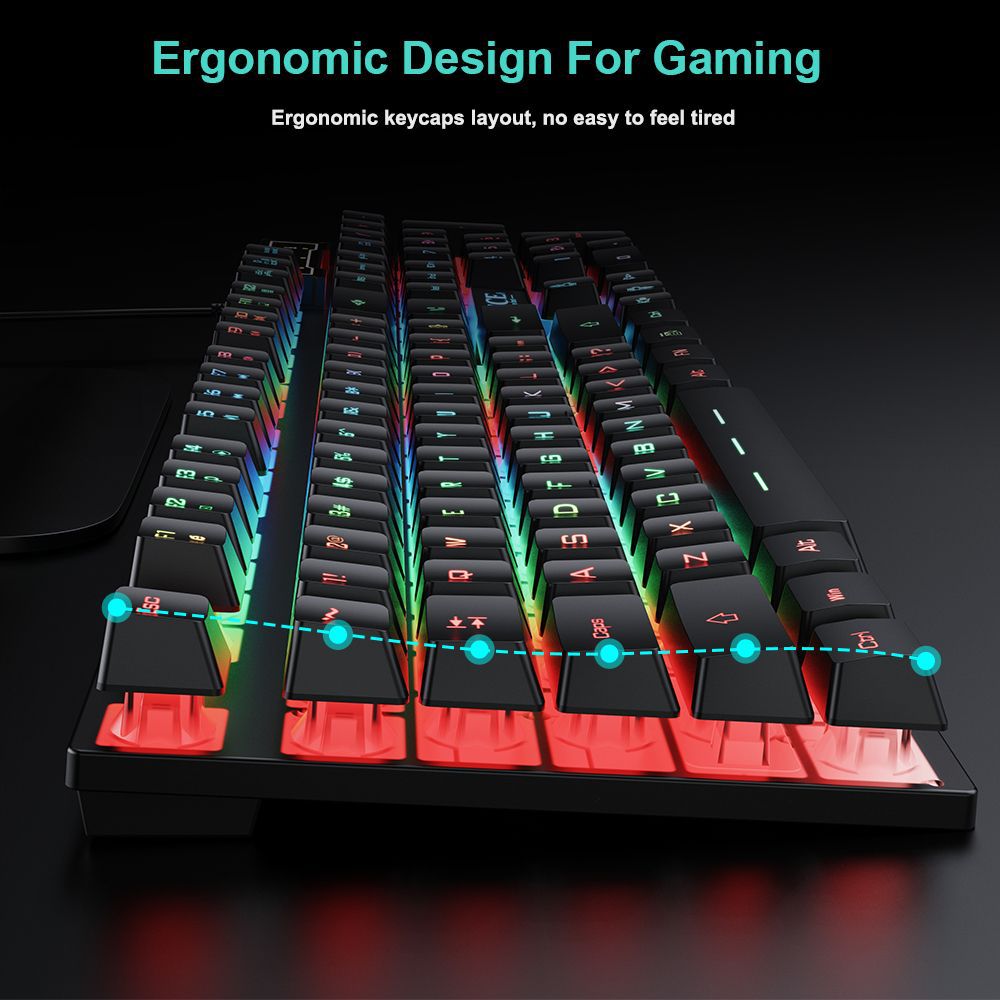 Wired gaming keyboard floating keycap rainbow backlit keyboard and mouse set