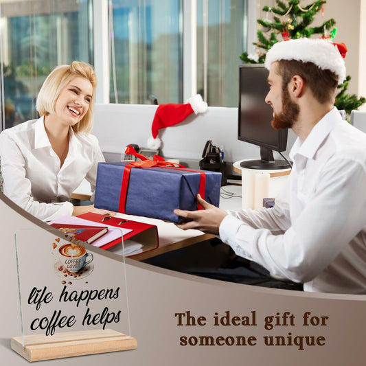 "Life Happens Coffee Helps" Acrylic Desk Sign