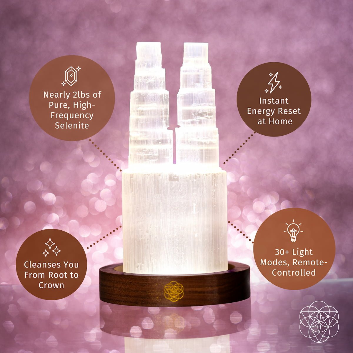 Two-Tower Selenite Lamp