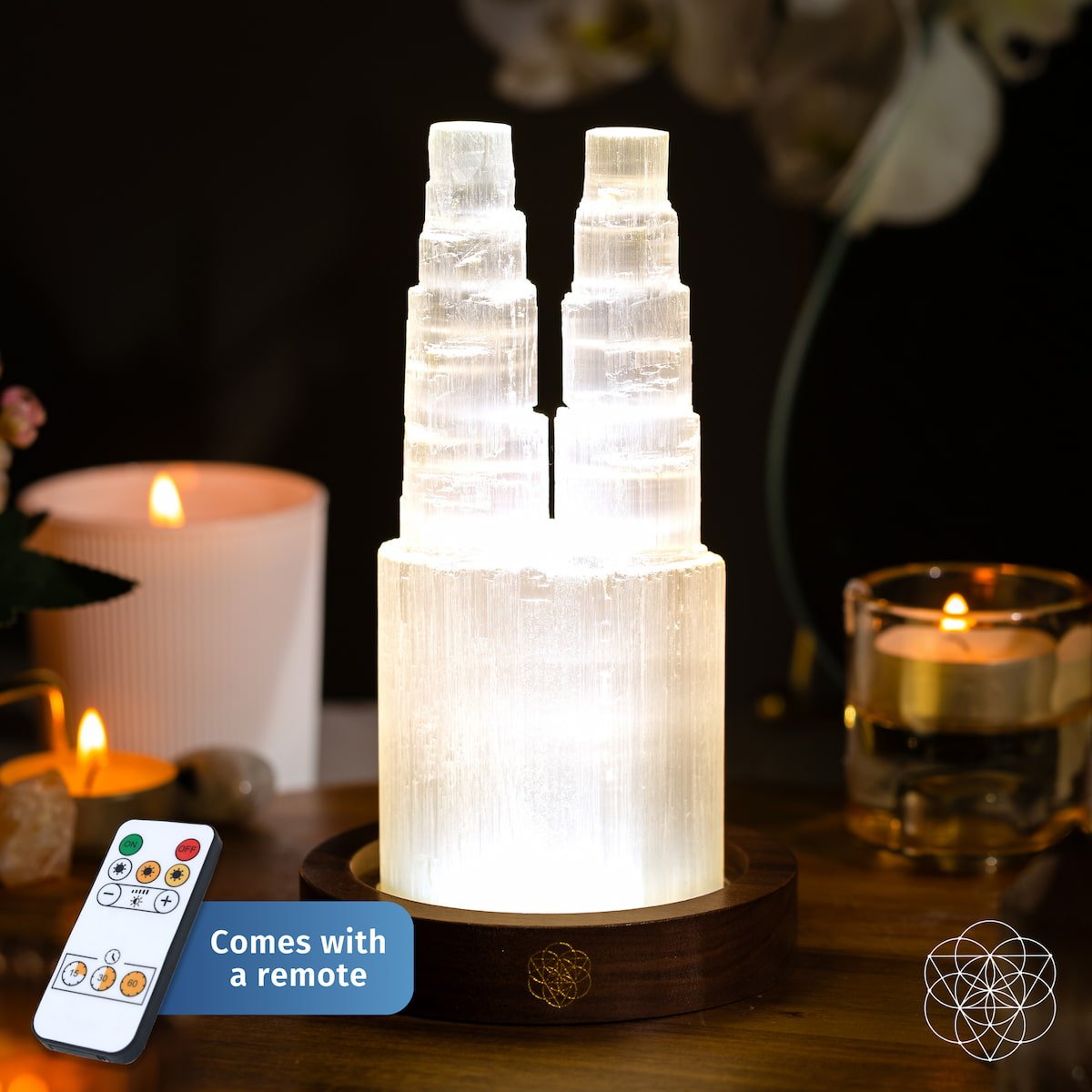 Two-Tower Selenite Lamp