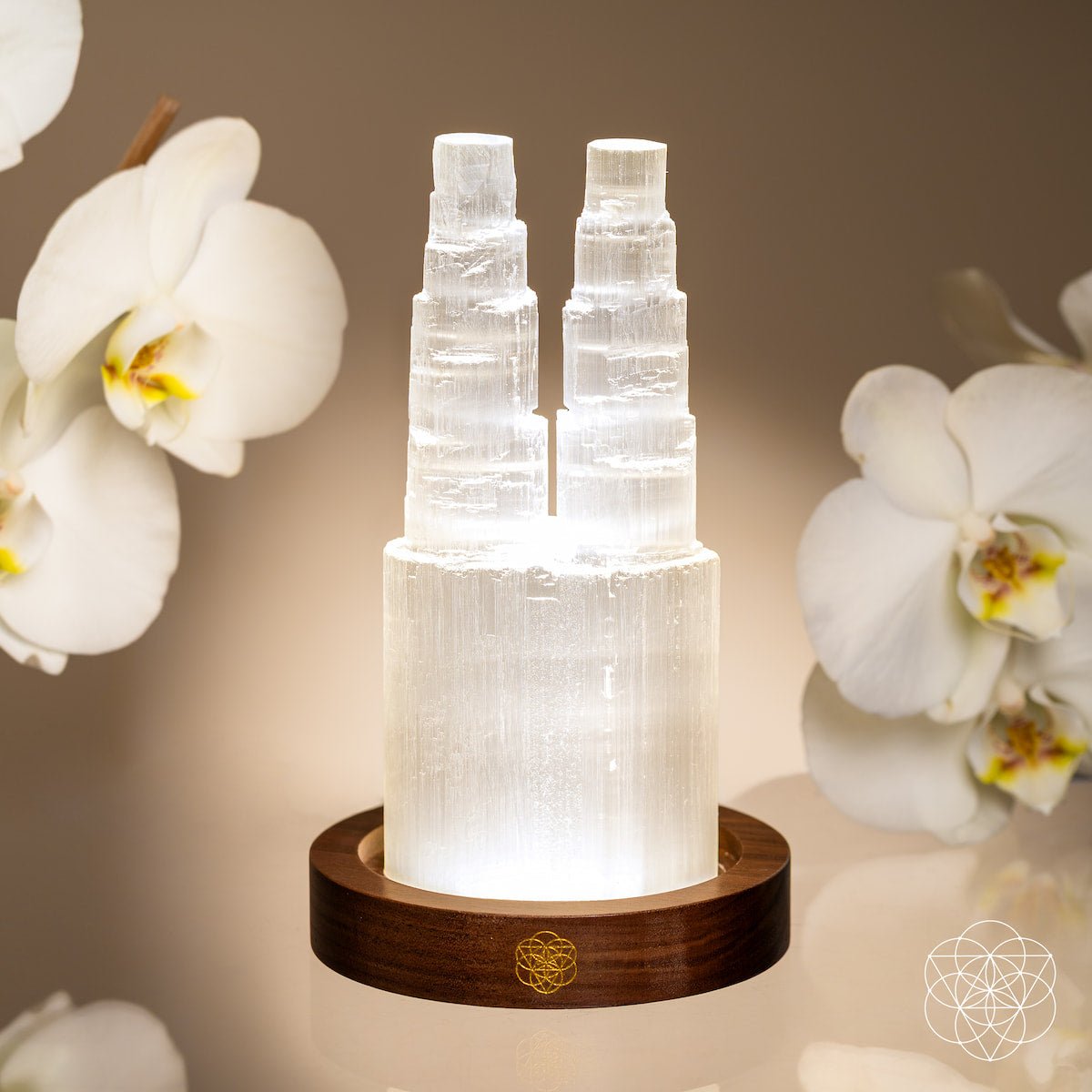 Two-Tower Selenite Lamp