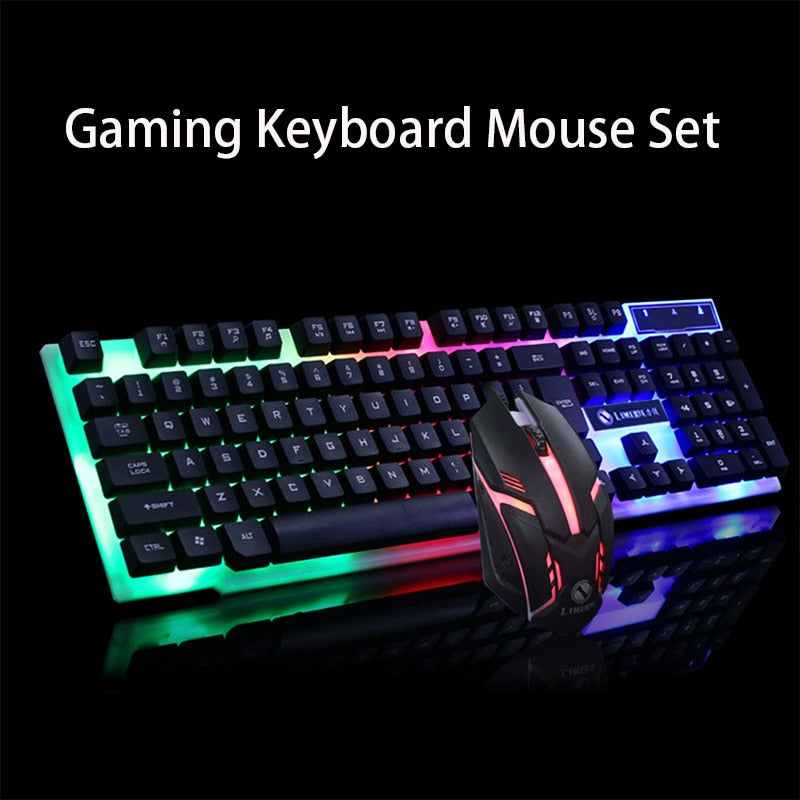 Colorful Backlit Keyboard & Mouse Glowing Set