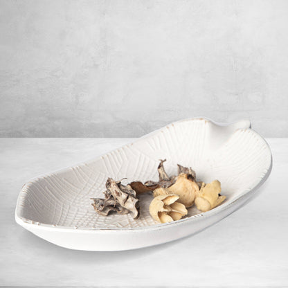 Wood Leaf Shaped Tray — Decorative Serving Platter & Key Bowl for Entryway
