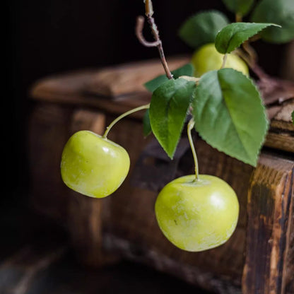 Artificial Green Apple Branch with Leaves