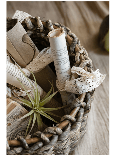 Natural Brown Straw Round Basket