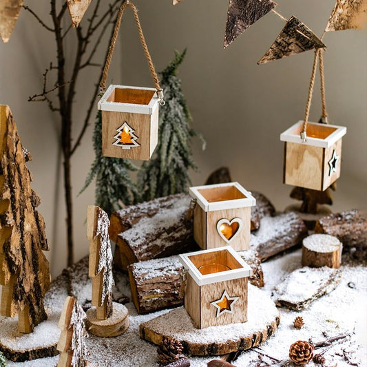Wood Box Candle Holder Ornament Randomly Picked