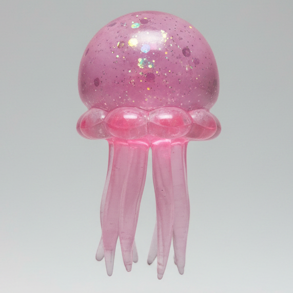 Glittery Pink Jellyfish with Tentacles