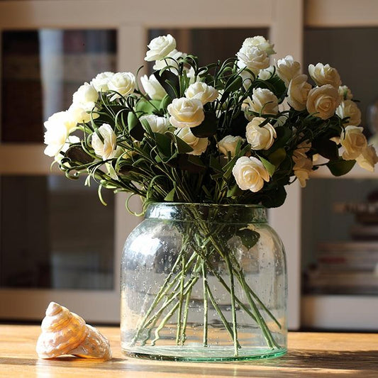 Artificial Flower Camellia Bloom Stem Set in White 16" Tall