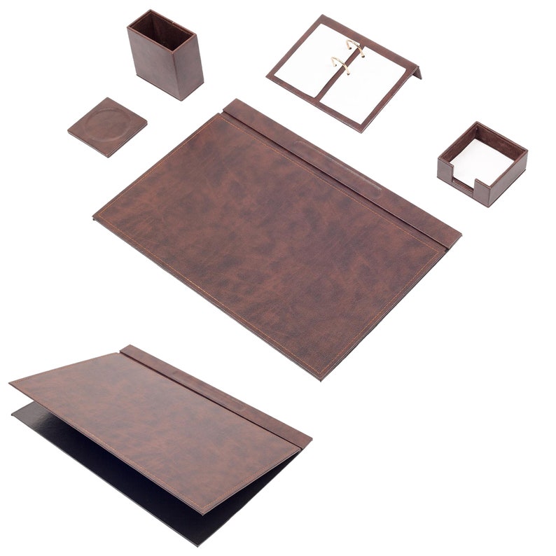 5 Piece Leather Desk Set
