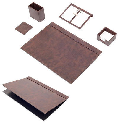 5 Piece Leather Desk Set
