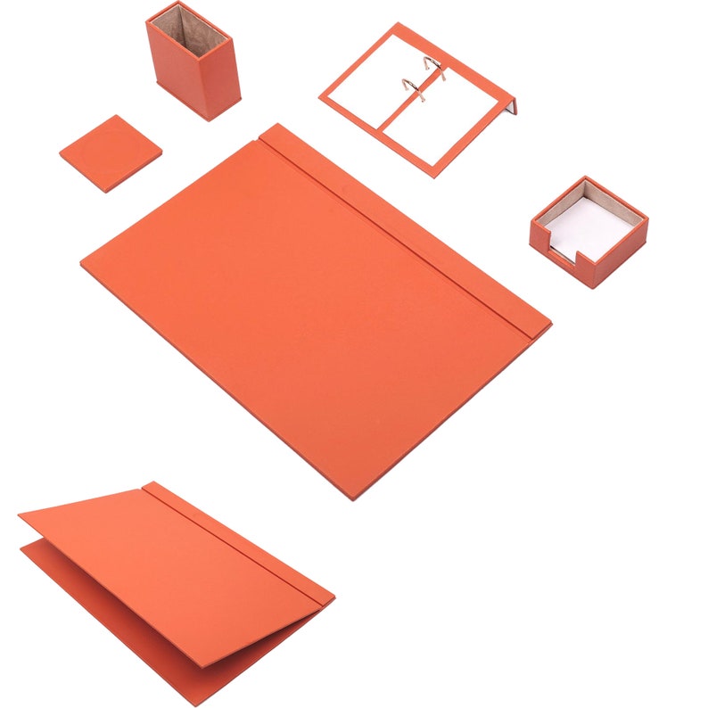 5 Piece Leather Desk Set