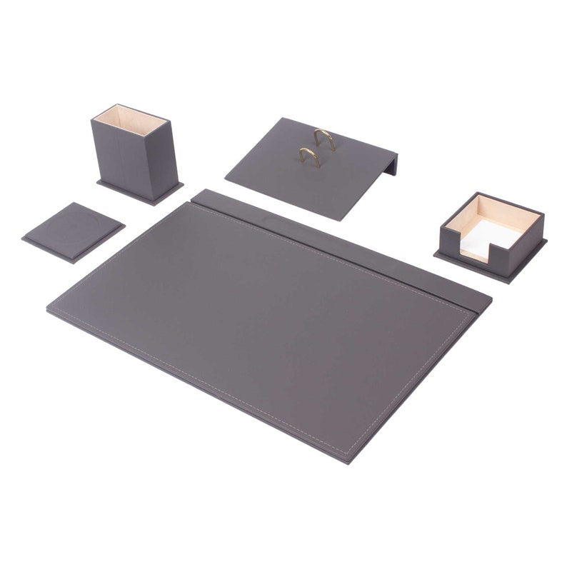 5 Piece Leather Desk Set