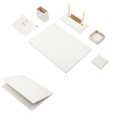 MOOG Leather Desk Set-8 Accessories - Pink - 8 PCS