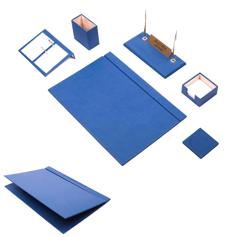 MOOG Leather Desk Set-8 Accessories - Pink - 8 PCS