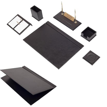 MOOG Leather Desk Set-8 Accessories - Pink - 8 PCS