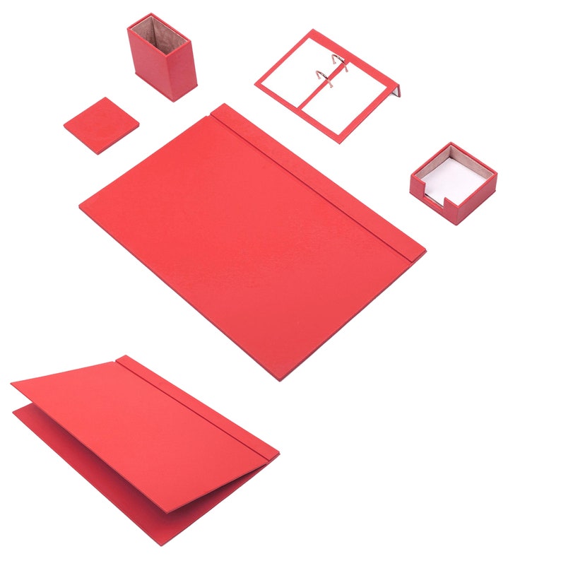 5 Piece Leather Desk Set