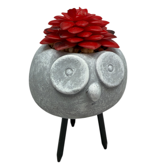 Faux Red Succulent In Planter - Mouse