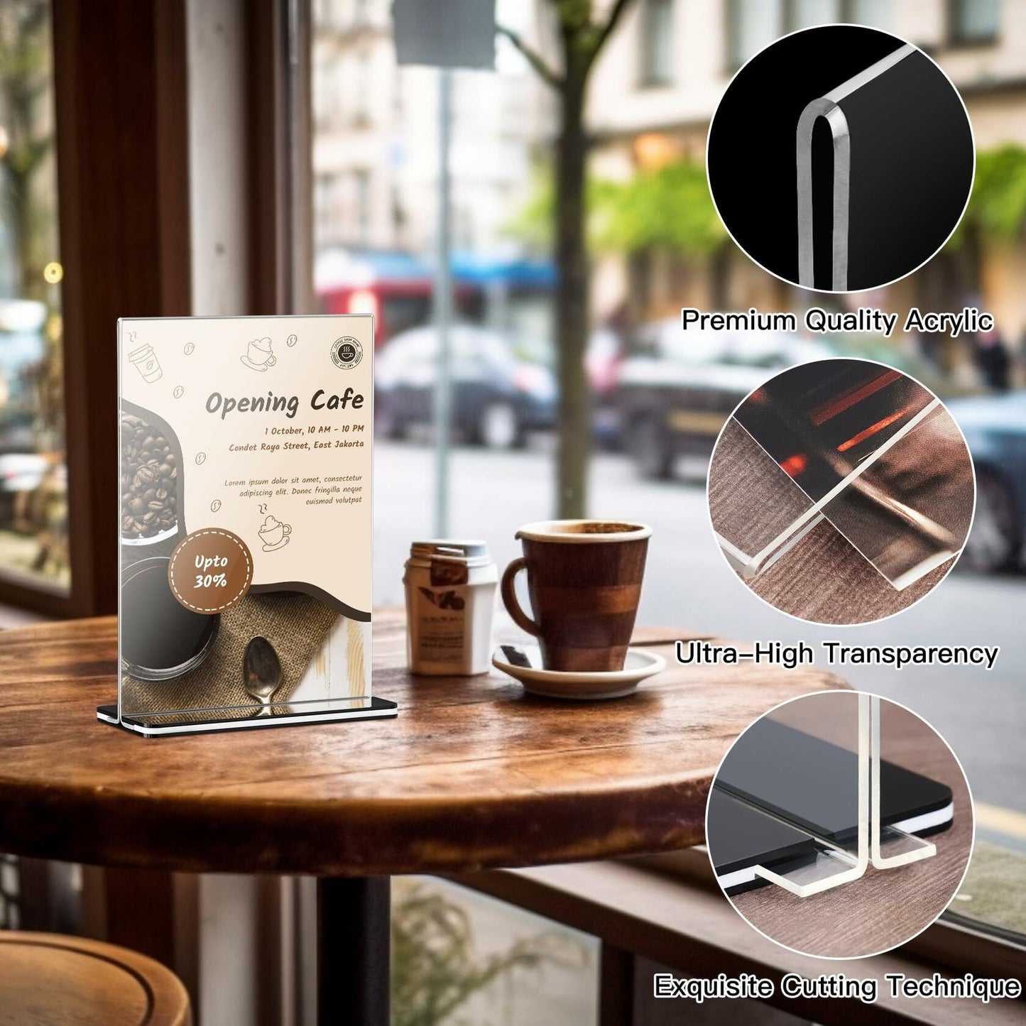 3-Pack Acrylic Sign Holder with Black Base
