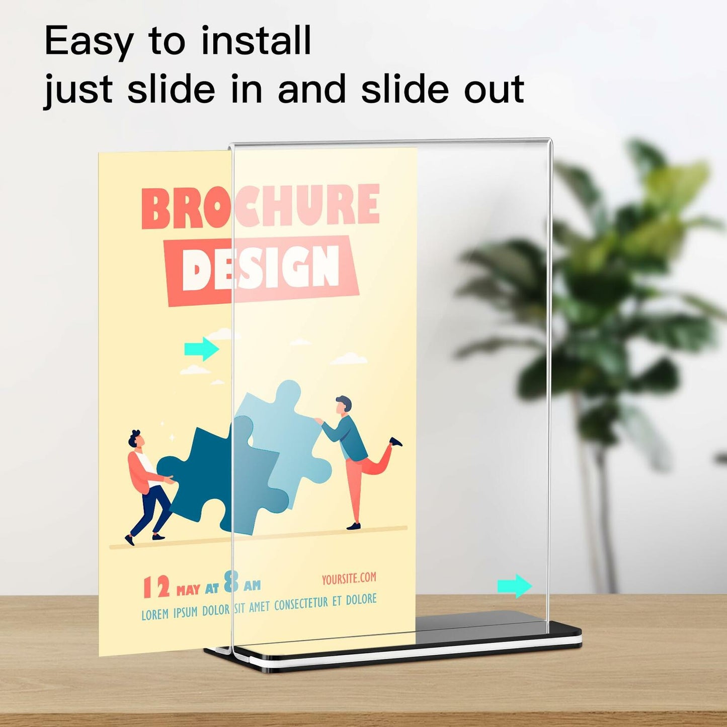 3-Pack Acrylic Sign Holder with Black Base