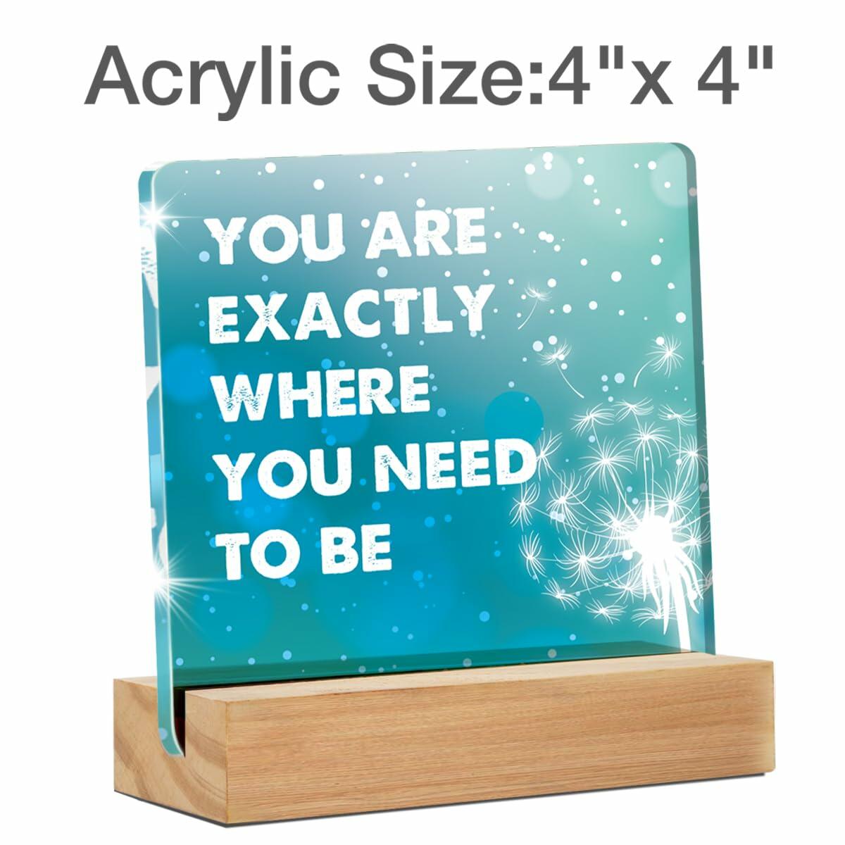 "You Are Exactly Where You Need To Be" Acrylic Desk Sign