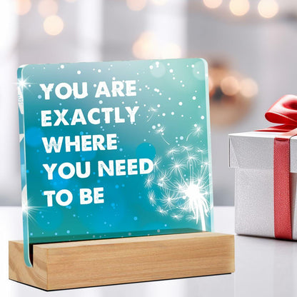 "You Are Exactly Where You Need To Be" Acrylic Desk Sign