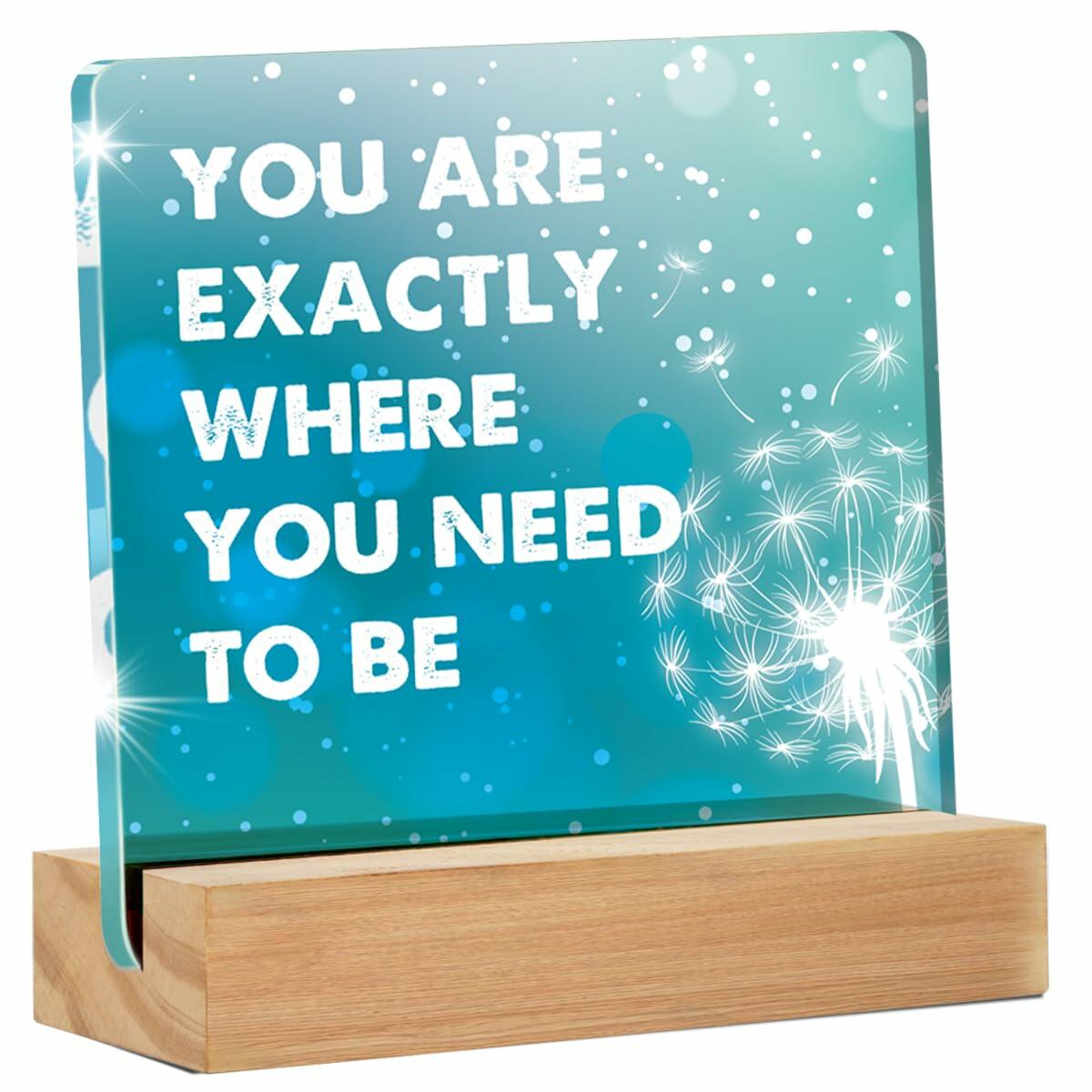 "You Are Exactly Where You Need To Be" Acrylic Desk Sign