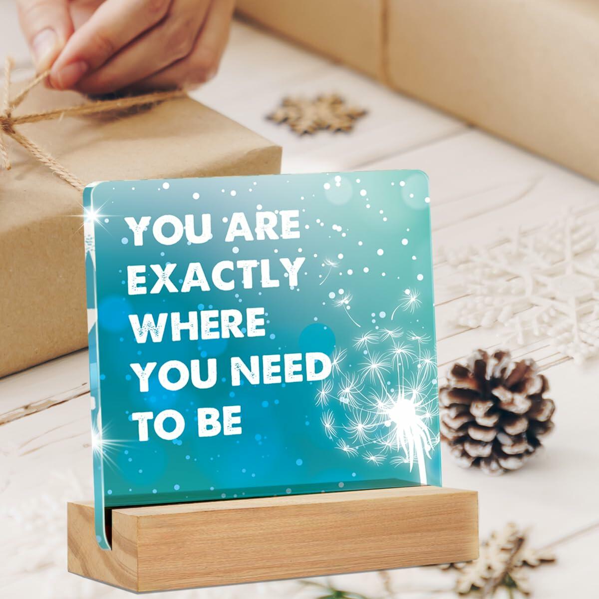"You Are Exactly Where You Need To Be" Acrylic Desk Sign