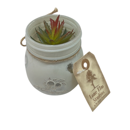 Faux Echeveria Succulent in Glass Jar