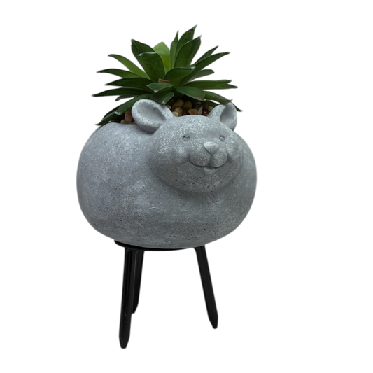 Faux Green Succulent In Planter - Mouse